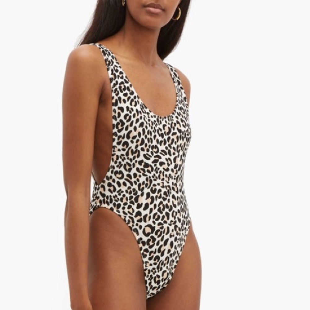 Norma Kamali Marissa One Piece in Baby Leopard - Picture 3 of 8